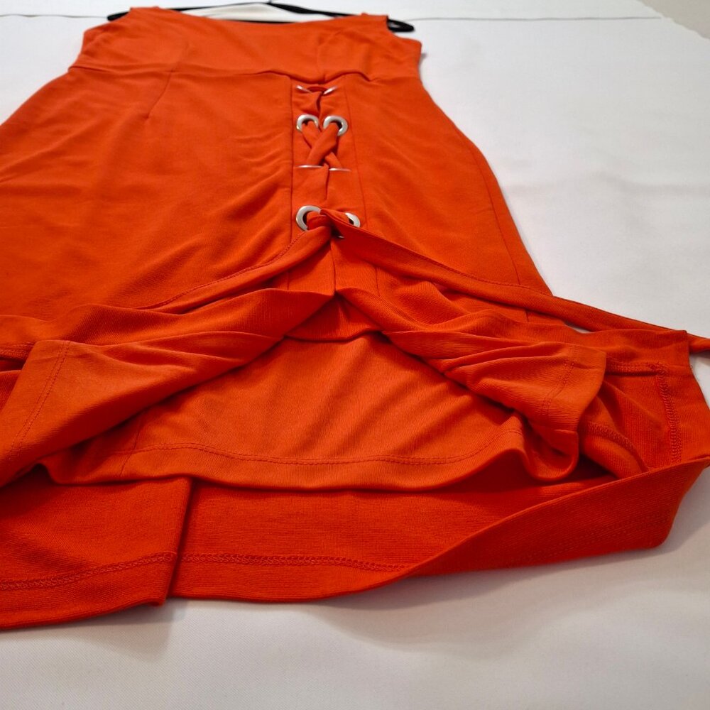 Venus Womens Sleek Pencil Coral Dress Size L Laced Slit Back Zipper Sleeveless - Picture 5 of 15